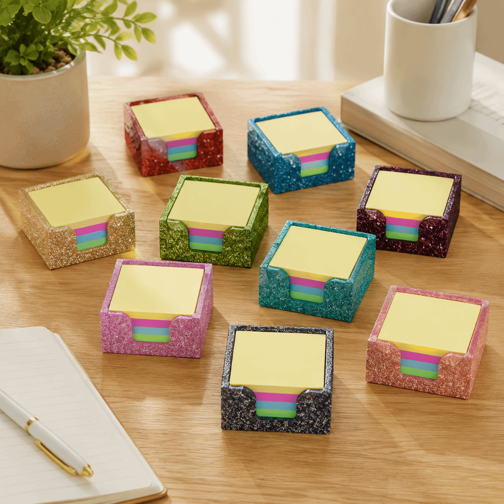 Sticky Note Dispenser - Glitter Acrylic Sticky Note Holder Space