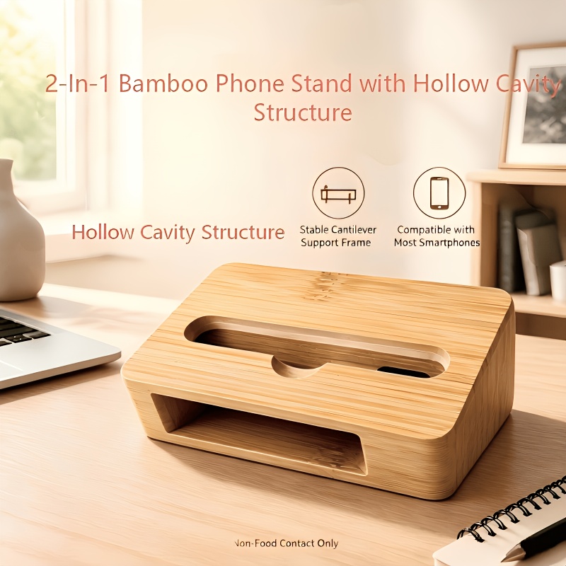 Home Office Contact - Bamboo Passive Sound Amplifier Phone Stand,