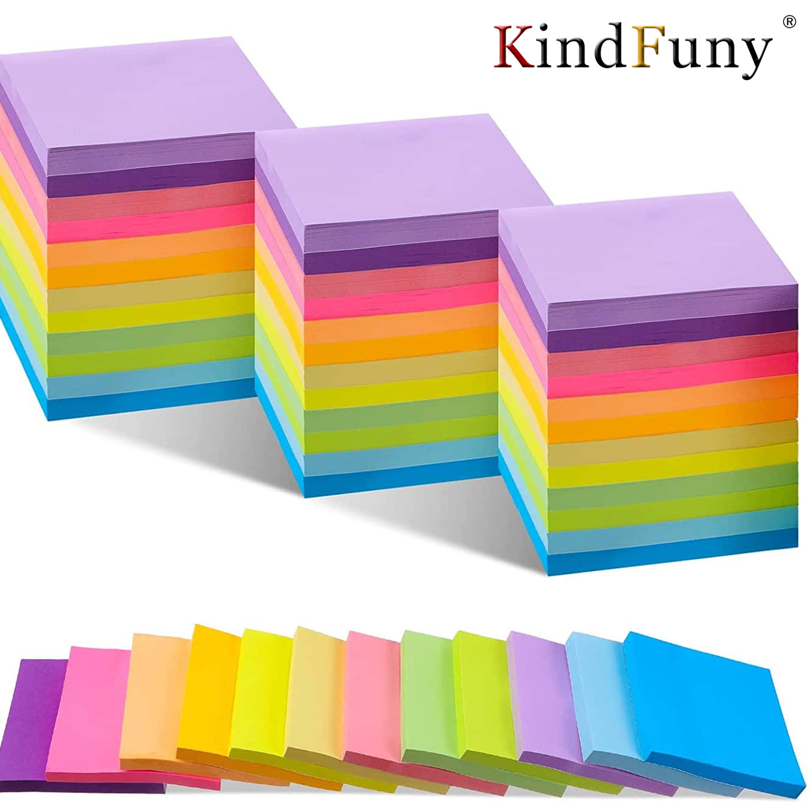 Sticky Note Dispenser - 6 Pcs Fluorescent color 3*3inch Sticky