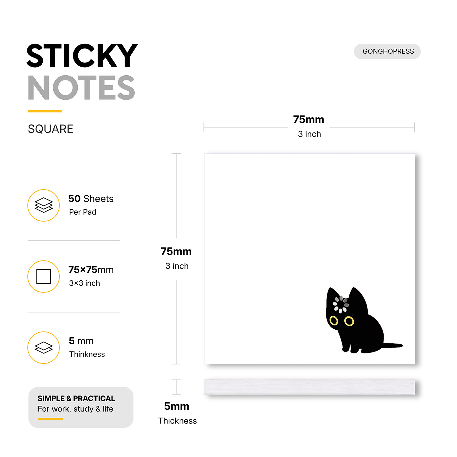 2pcs Cute Black Cat Sticky Not - огляд і ціна Sticky Note Dispenser