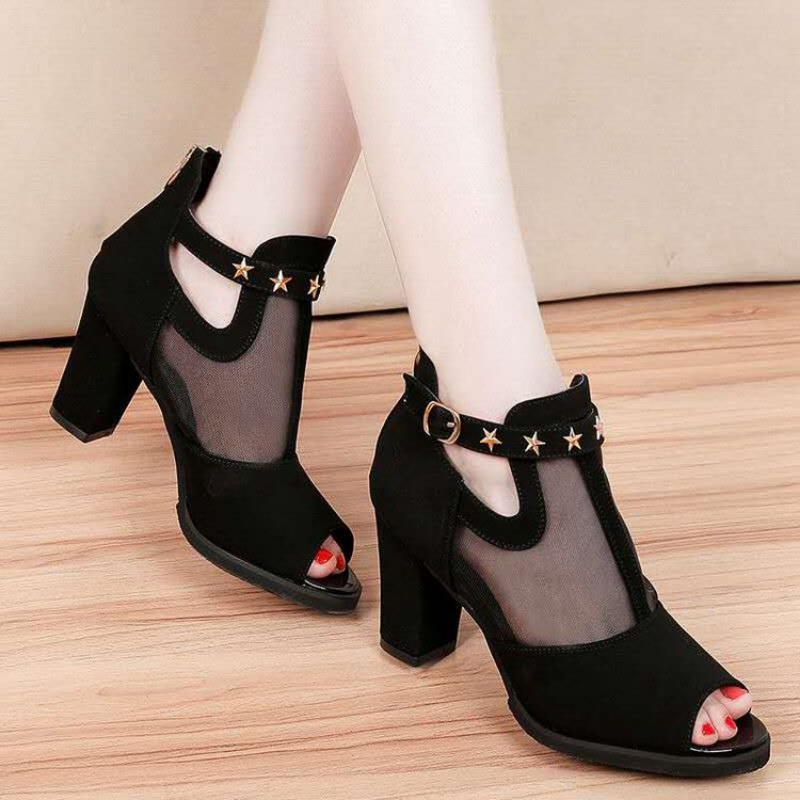 Mesh Peep Toe Block High Heels - огляд і ціна Home Office Makeover