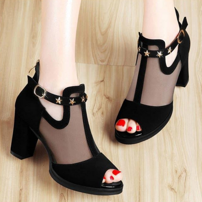 Mesh Peep Toe Block High Heels - огляд і ціна Home Office Makeover