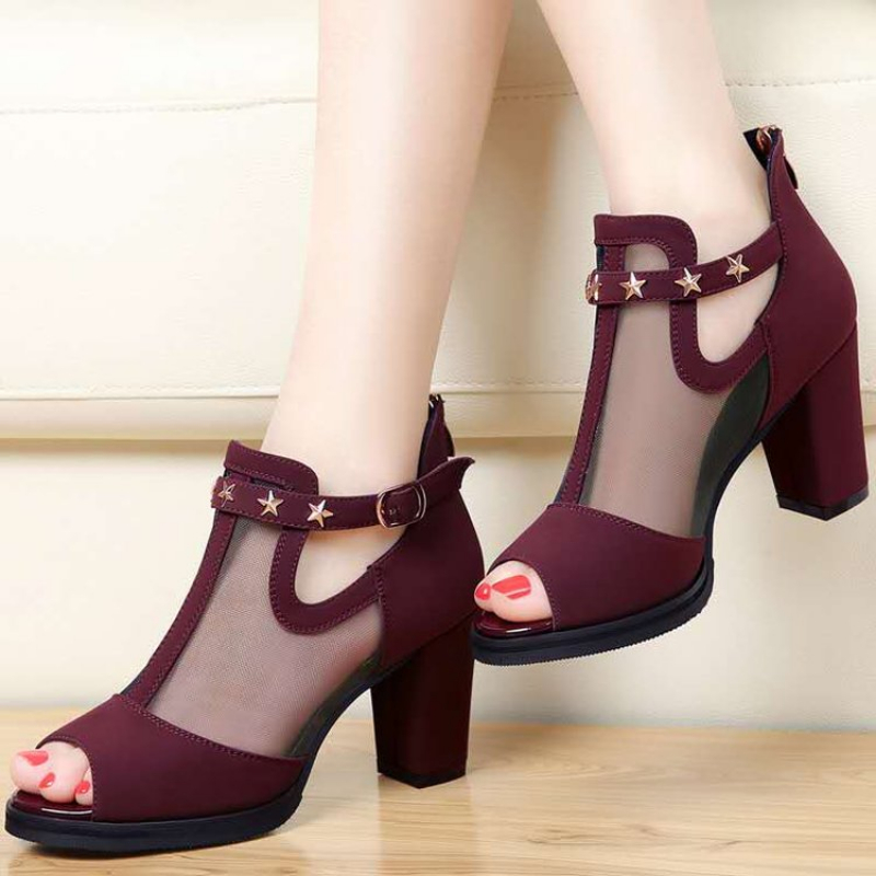Mesh Peep Toe Block High Heels - огляд і ціна Home Office Makeover